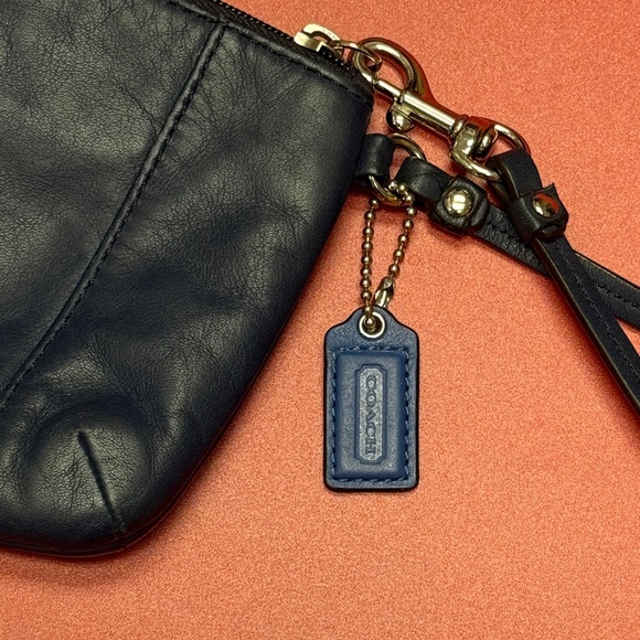 Coach Navy Leather Wristlet